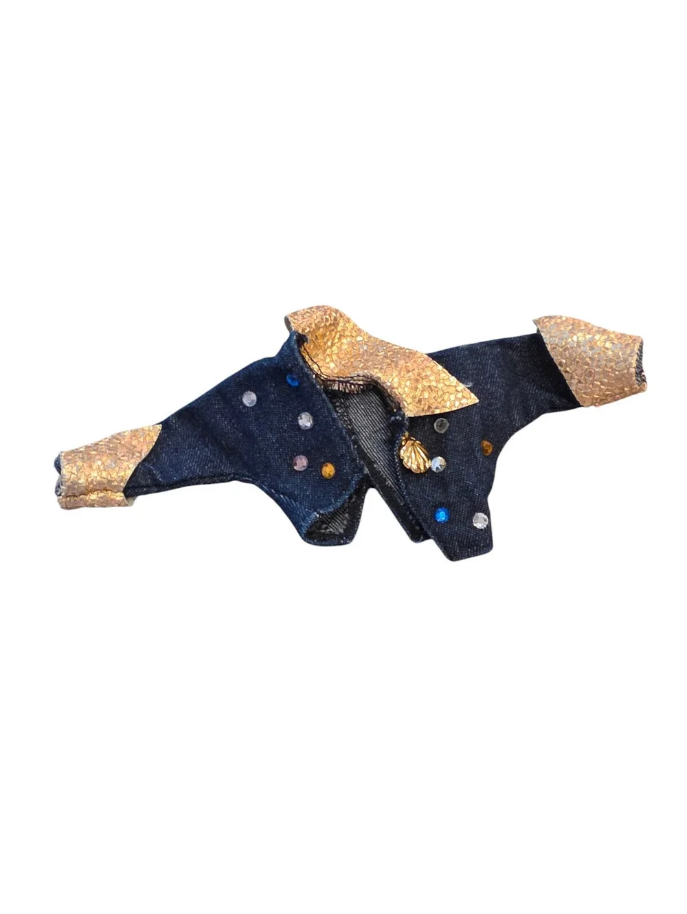 Barbie 1994 Super Talk Barbie Denim Embellished Jacket Gold Trim